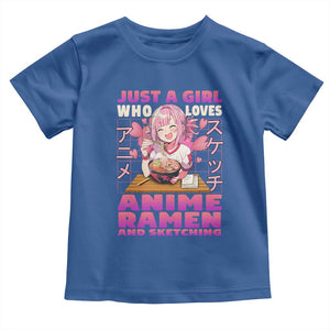 Funny Just A Girl Who Loves Anime Ramen And Sketching Toddler T Shirt Otaku Japanese Kawaii Anime Girl TS11 Royal Blue Print Your Wear