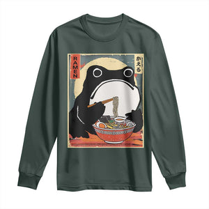 Funny Frog Ramen Japanese Kawaii Anime Long Sleeve Shirt TS11 Dark Forest Green Print Your Wear