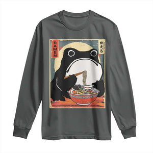 Funny Frog Ramen Japanese Kawaii Anime Long Sleeve Shirt TS11 Dark Heather Print Your Wear