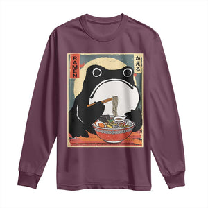 Funny Frog Ramen Japanese Kawaii Anime Long Sleeve Shirt TS11 Maroon Print Your Wear