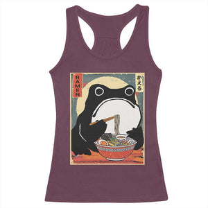 Funny Frog Ramen Japanese Kawaii Anime Racerback Tank Top TS11 Maroon Print Your Wear