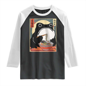 Funny Frog Ramen Japanese Kawaii Anime Raglan Shirt TS11 Black White Print Your Wear