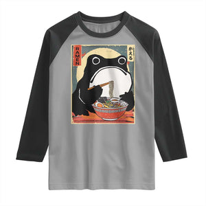 Funny Frog Ramen Japanese Kawaii Anime Raglan Shirt TS11 Sport Gray Black Print Your Wear