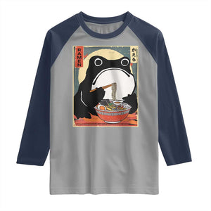 Funny Frog Ramen Japanese Kawaii Anime Raglan Shirt TS11 Sport Gray Navy Print Your Wear