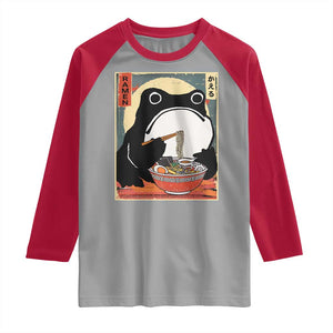 Funny Frog Ramen Japanese Kawaii Anime Raglan Shirt TS11 Sport Gray Red Print Your Wear