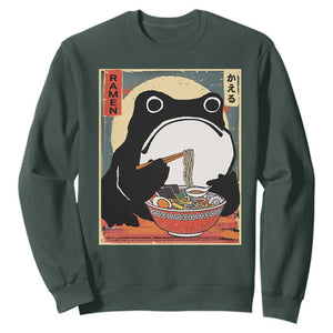 Funny Frog Ramen Japanese Kawaii Anime Sweatshirt TS11 Dark Forest Green Print Your Wear