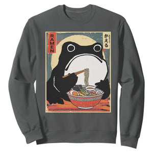 Funny Frog Ramen Japanese Kawaii Anime Sweatshirt TS11 Dark Heather Print Your Wear