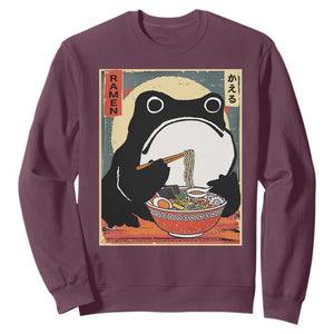 Funny Frog Ramen Japanese Kawaii Anime Sweatshirt TS11 Maroon Print Your Wear