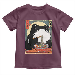 Funny Frog Ramen Japanese Kawaii Anime Toddler T Shirt TS11 Maroon Print Your Wear