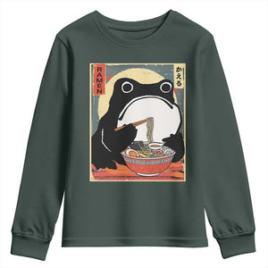 Funny Frog Ramen Japanese Kawaii Anime Youth Sweatshirt TS11 Dark Forest Green Print Your Wear