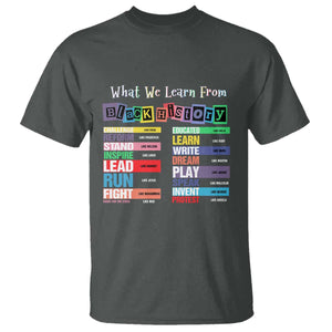 What We Learn From Black History T Shirt African American Pride TS11 Dark Heather Print Your Wear