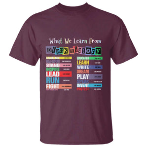 What We Learn From Black History T Shirt African American Pride TS11 Maroon Print Your Wear