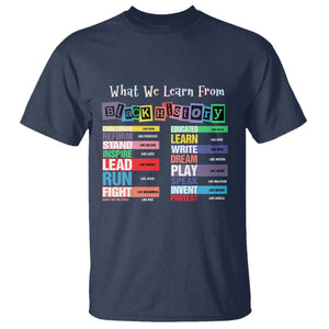 What We Learn From Black History T Shirt African American Pride TS11 Navy Print Your Wear