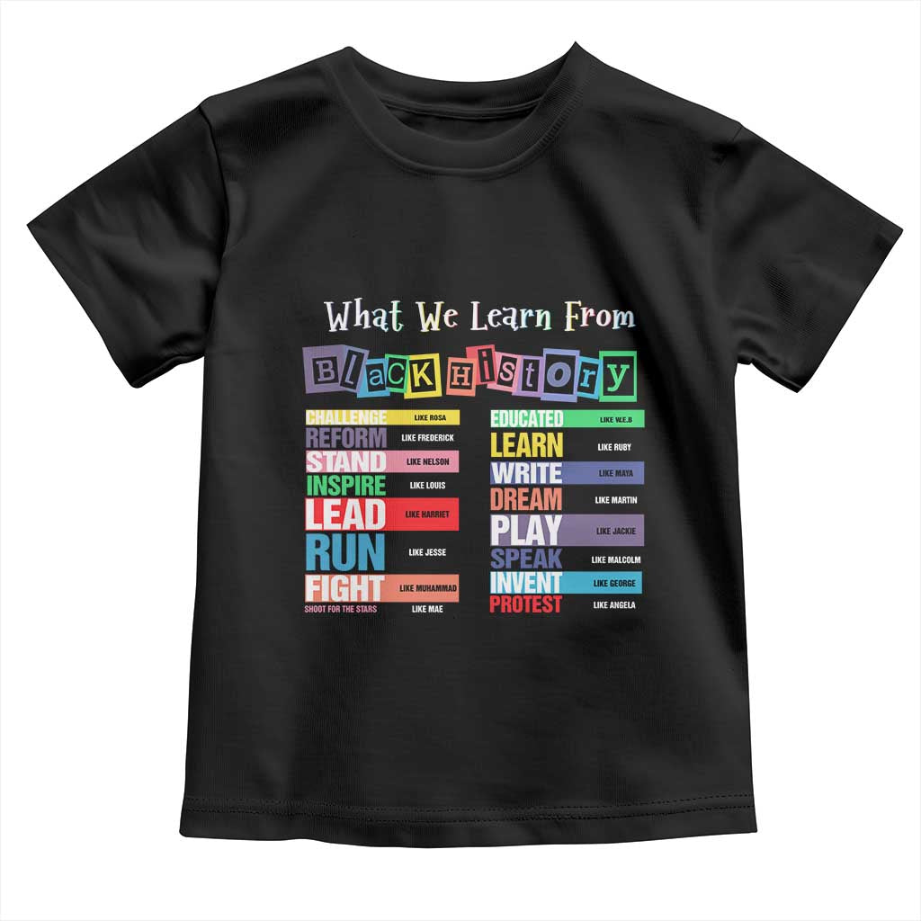 What We Learn From Black History Toddler T Shirt African American Pride TS11 Black Print Your Wear