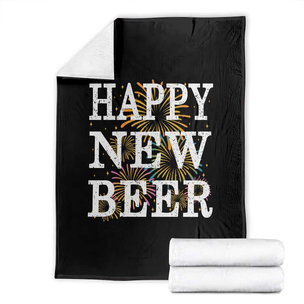 Funny Happy New Beer New Year Throw Blanket NYE Party Beer Lover Firework TS11 Black Print Your Wear