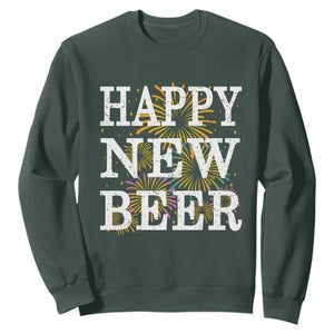 Funny Happy New Beer New Year Sweatshirt NYE Party Beer Lover Firework TS11 Dark Forest Green Print Your Wear