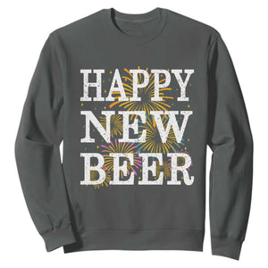 Funny Happy New Beer New Year Sweatshirt NYE Party Beer Lover Firework TS11 Dark Heather Print Your Wear