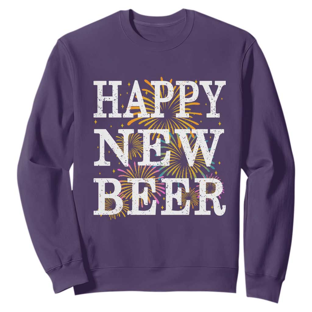 Funny Happy New Beer New Year Sweatshirt NYE Party Beer Lover Firework TS11 Purple Print Your Wear