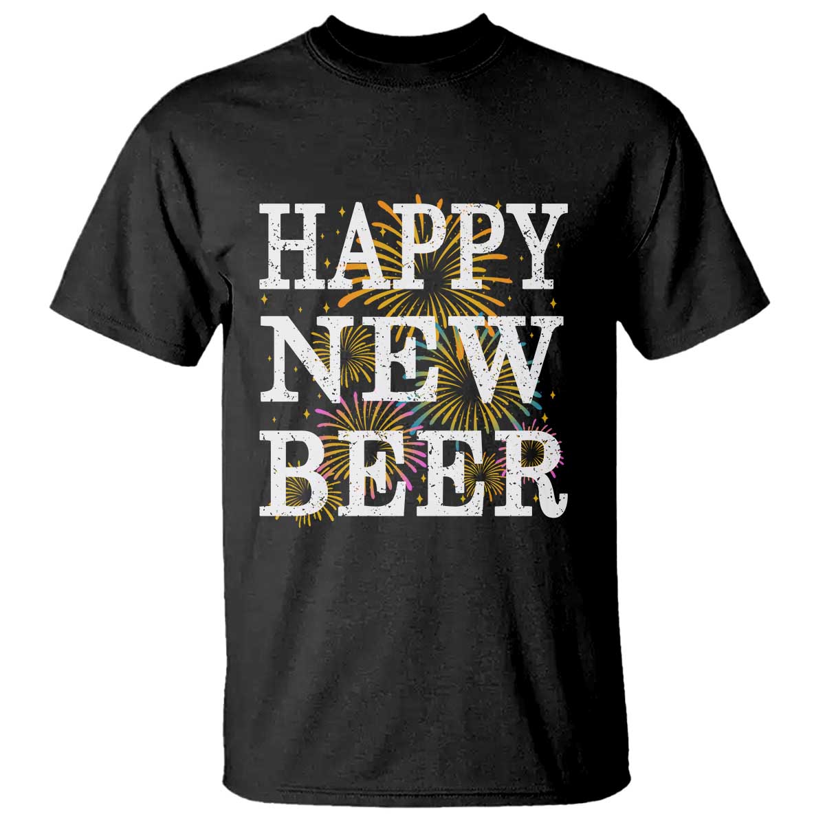 Funny Happy New Beer New Year T Shirt NYE Party Beer Lover Firework TS11 Black Print Your Wear