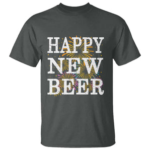 Funny Happy New Beer New Year T Shirt NYE Party Beer Lover Firework TS11 Dark Heather Print Your Wear