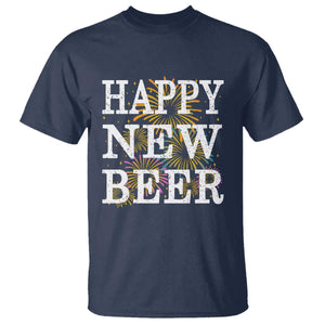 Funny Happy New Beer New Year T Shirt NYE Party Beer Lover Firework TS11 Navy Print Your Wear