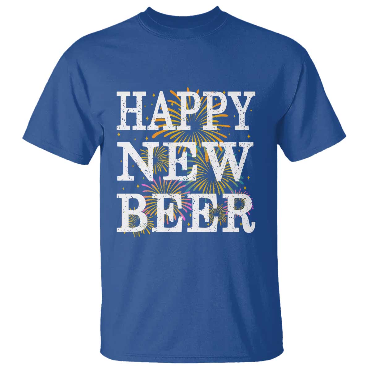 Funny Happy New Beer New Year T Shirt NYE Party Beer Lover Firework TS11 Royal Blue Print Your Wear