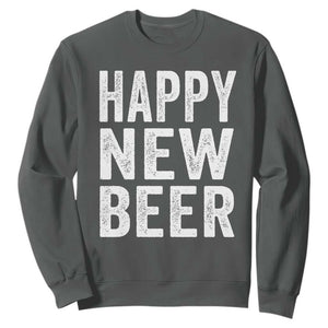 Funny Happy New Beers New Year Sweatshirt NYE Party Beer Lover TS11 Dark Heather Print Your Wear