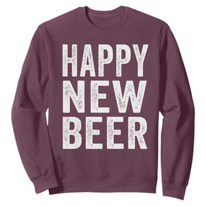Funny Happy New Beers New Year Sweatshirt NYE Party Beer Lover TS11 Maroon Print Your Wear