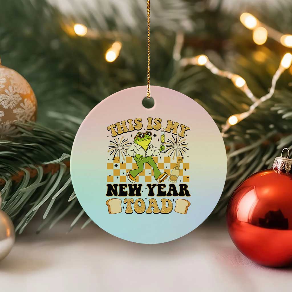 Funny New Years Eve Ceramic Ornament This Is My New Year Toad Frog Pun TS11 1pc Pastel Print Your Wear