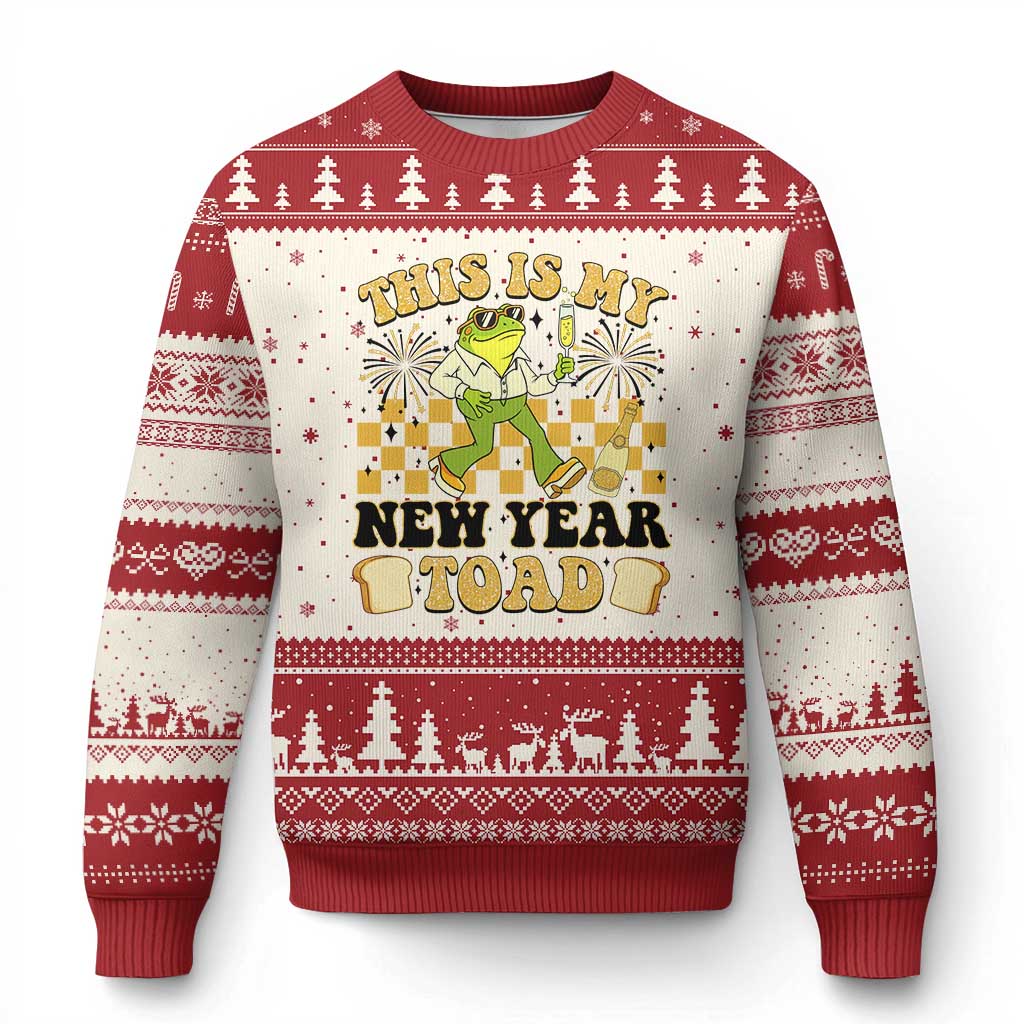 Funny New Years Eve Ugly Christmas Sweater This Is My New Year Toad Frog Pun TS11 Beige Red Print Your Wear