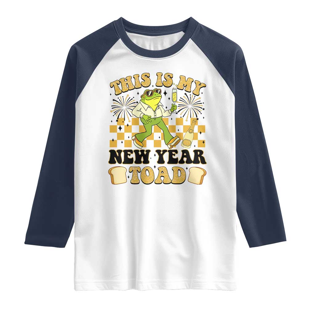 Funny New Years Eve Raglan Shirt This Is My New Year Toad Frog Pun TS11 White Navy Print Your Wear
