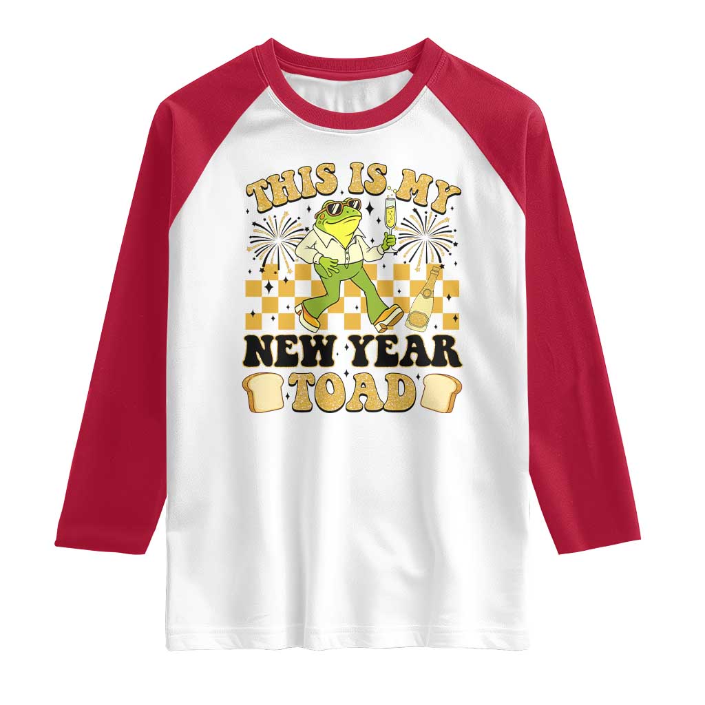 Funny New Years Eve Raglan Shirt This Is My New Year Toad Frog Pun TS11 White Red Print Your Wear