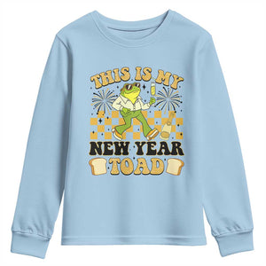 Funny New Years Eve Youth Sweatshirt This Is My New Year Toad Frog Pun TS11 Light Blue Print Your Wear