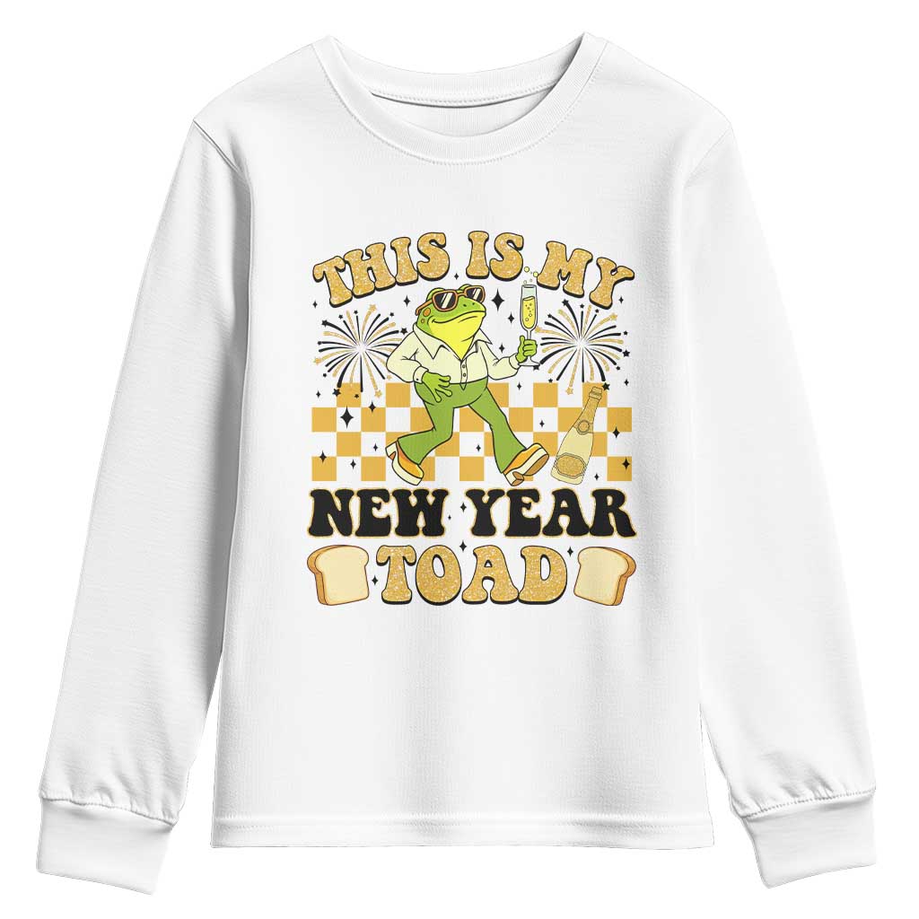 Funny New Years Eve Youth Sweatshirt This Is My New Year Toad Frog Pun TS11 White Print Your Wear