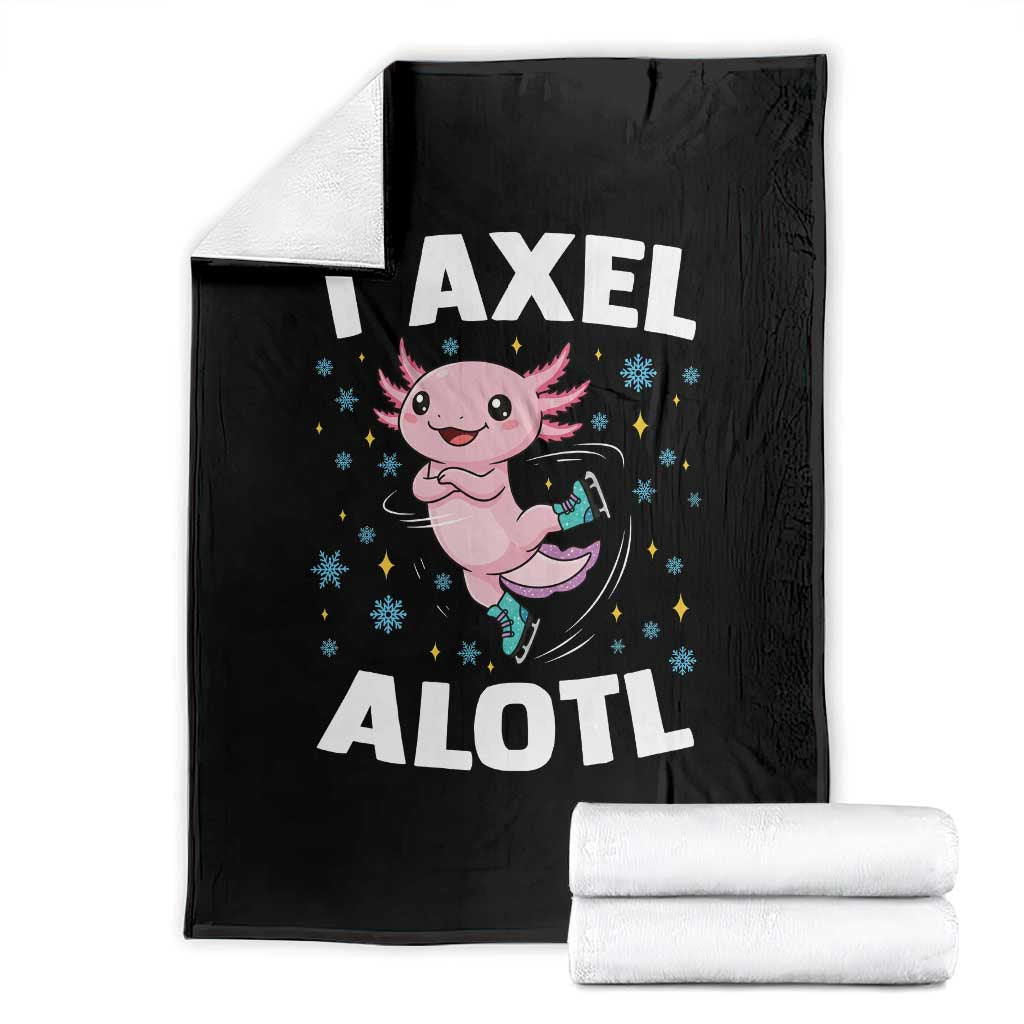 Funny Axolotl Ice Skating Throw Blanket I Axel Alotl Winter Sport TS11 Black Print Your Wear