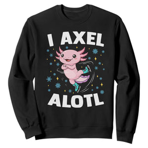 Funny Axolotl Ice Skating Sweatshirt I Axel Alotl Winter Sport TS11 Black Print Your Wear