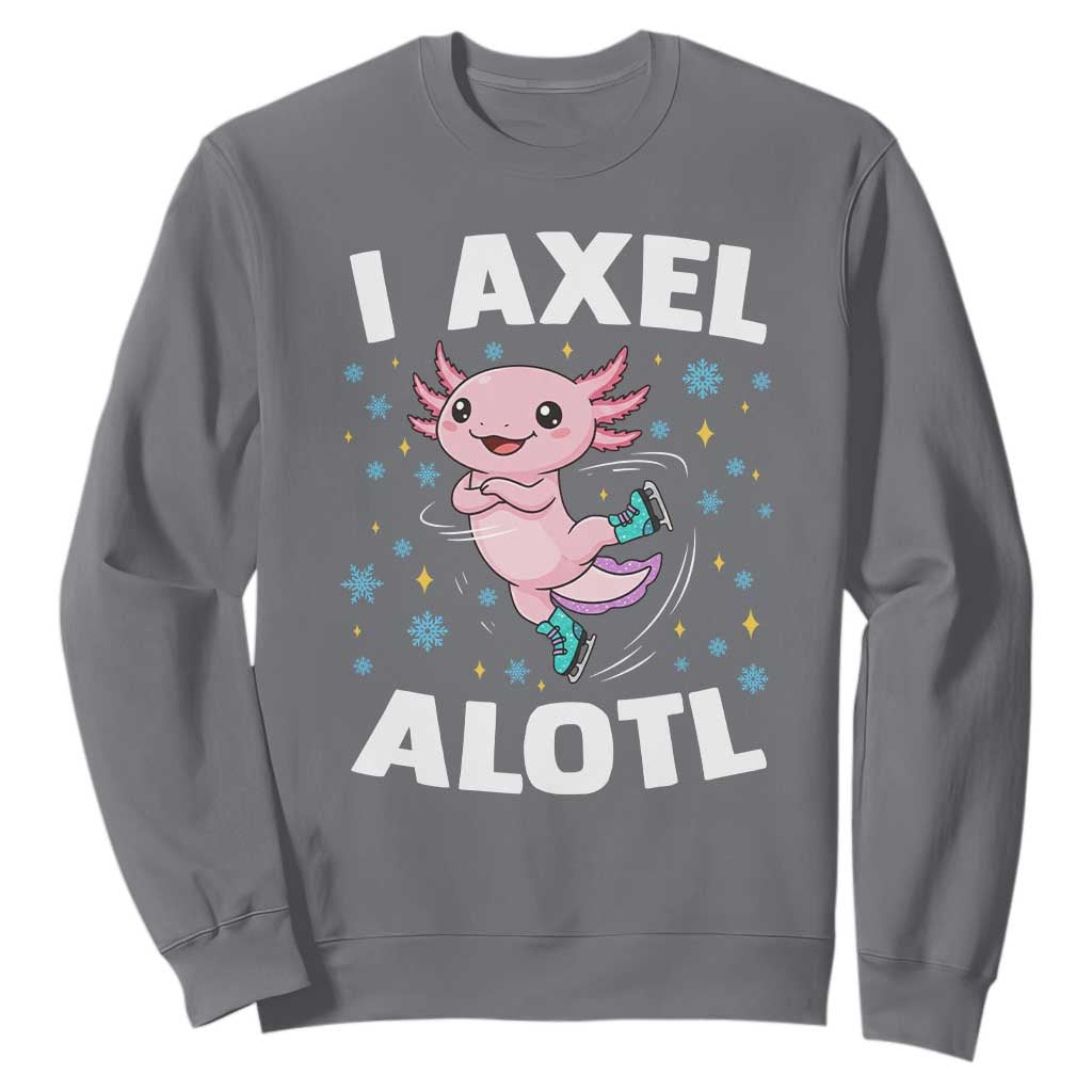 Funny Axolotl Ice Skating Sweatshirt I Axel Alotl Winter Sport TS11 Charcoal Print Your Wear
