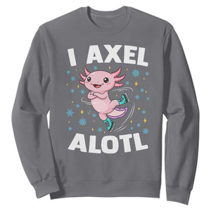 Funny Axolotl Ice Skating Sweatshirt I Axel Alotl Winter Sport TS11 Charcoal Print Your Wear