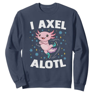 Funny Axolotl Ice Skating Sweatshirt I Axel Alotl Winter Sport TS11 Navy Print Your Wear