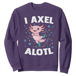 Funny Axolotl Ice Skating Sweatshirt I Axel Alotl Winter Sport TS11 Purple Print Your Wear