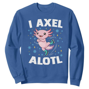 Funny Axolotl Ice Skating Sweatshirt I Axel Alotl Winter Sport TS11 Royal Blue Print Your Wear