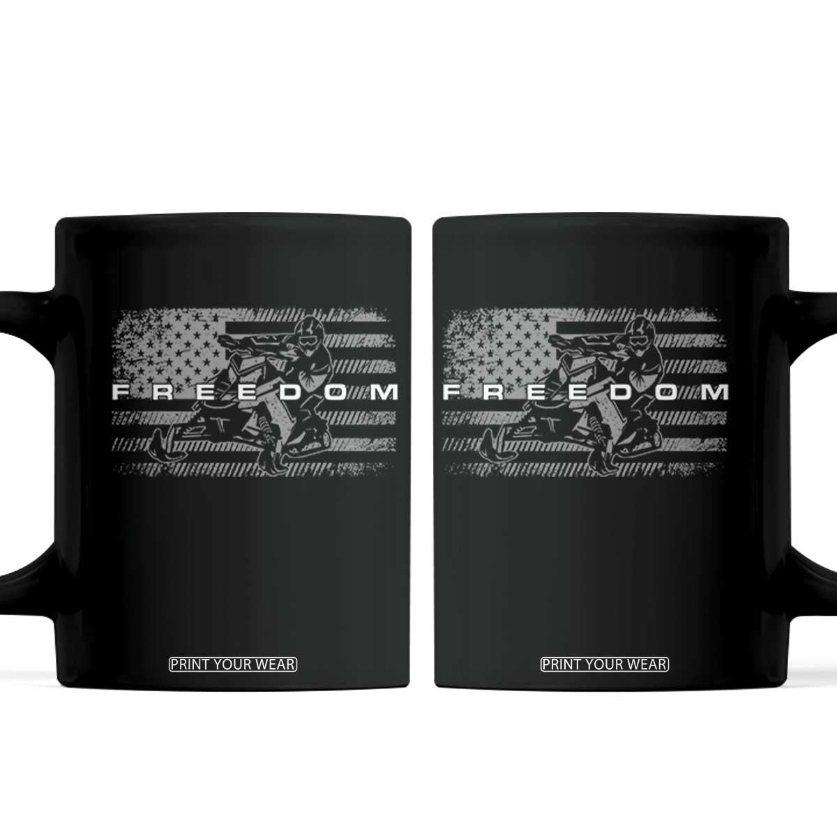 American Flag Snowmobile Freedom Winter Sport Coffee Mug TS11 Black Print Your Wear