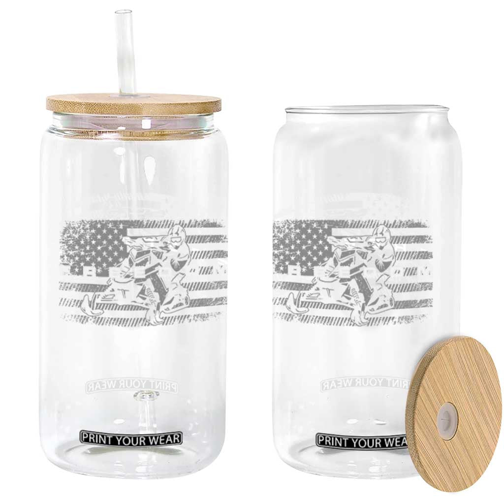 American Flag Snowmobile Freedom Winter Sport Glass Can TS11 Print Your Wear