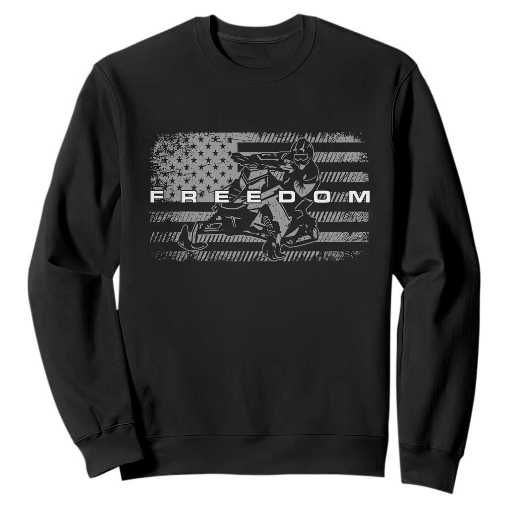 American Flag Snowmobile Freedom Winter Sport Sweatshirt TS11 Black Print Your Wear