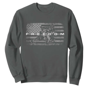 American Flag Snowmobile Freedom Winter Sport Sweatshirt TS11 Dark Heather Print Your Wear