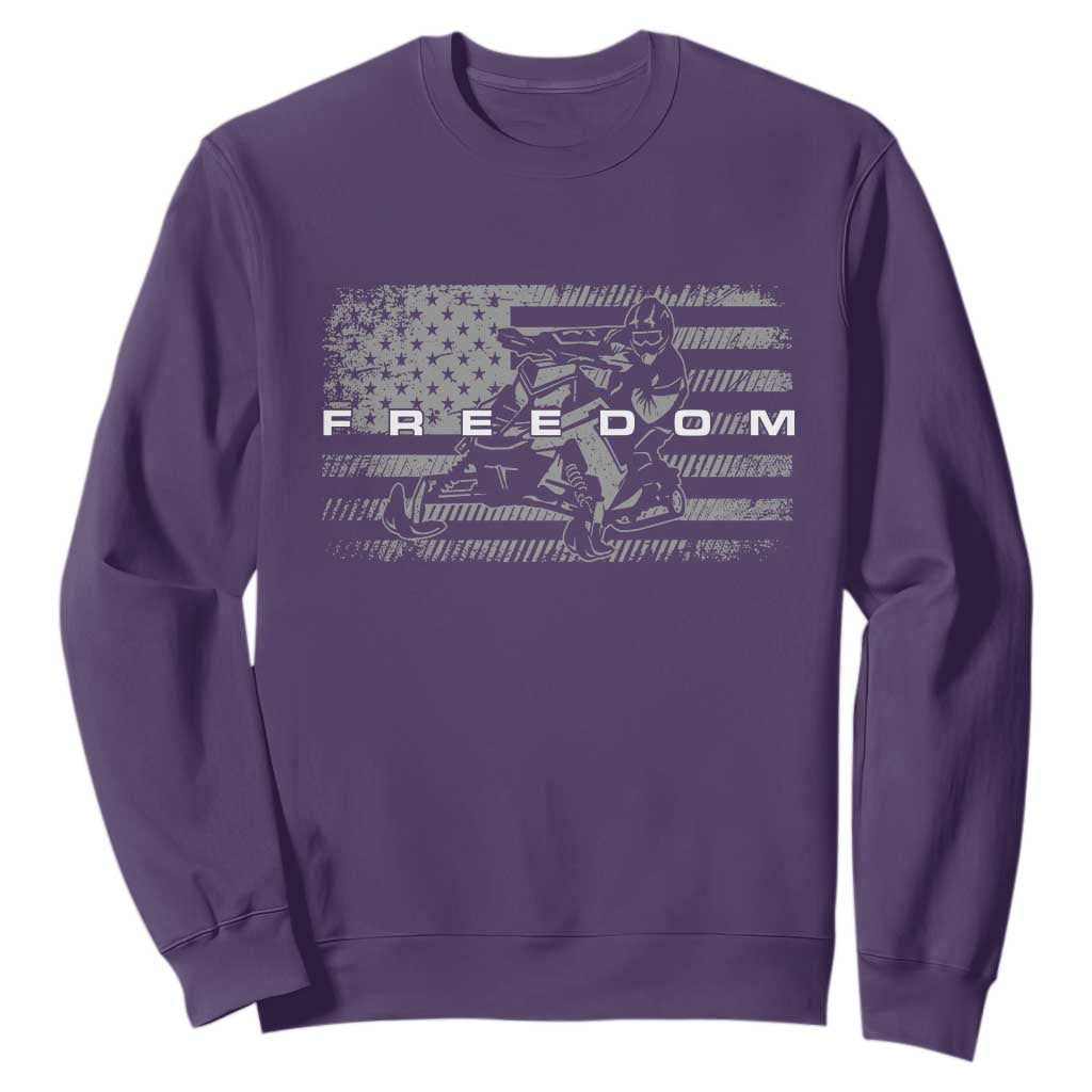American Flag Snowmobile Freedom Winter Sport Sweatshirt TS11 Purple Print Your Wear
