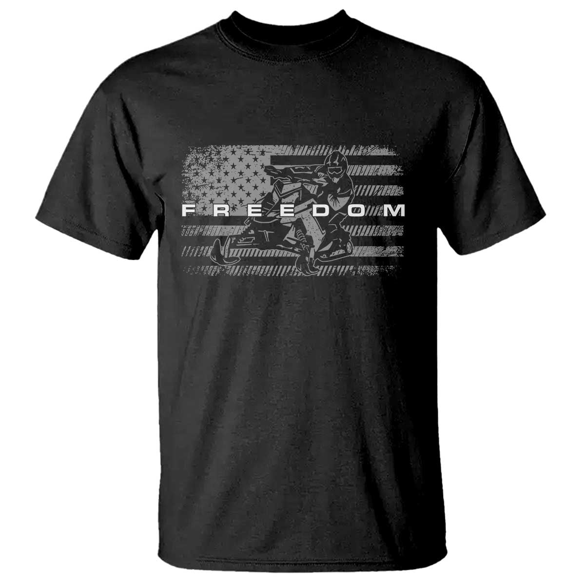 American Flag Snowmobile Freedom Winter Sport T Shirt TS11 Black Print Your Wear