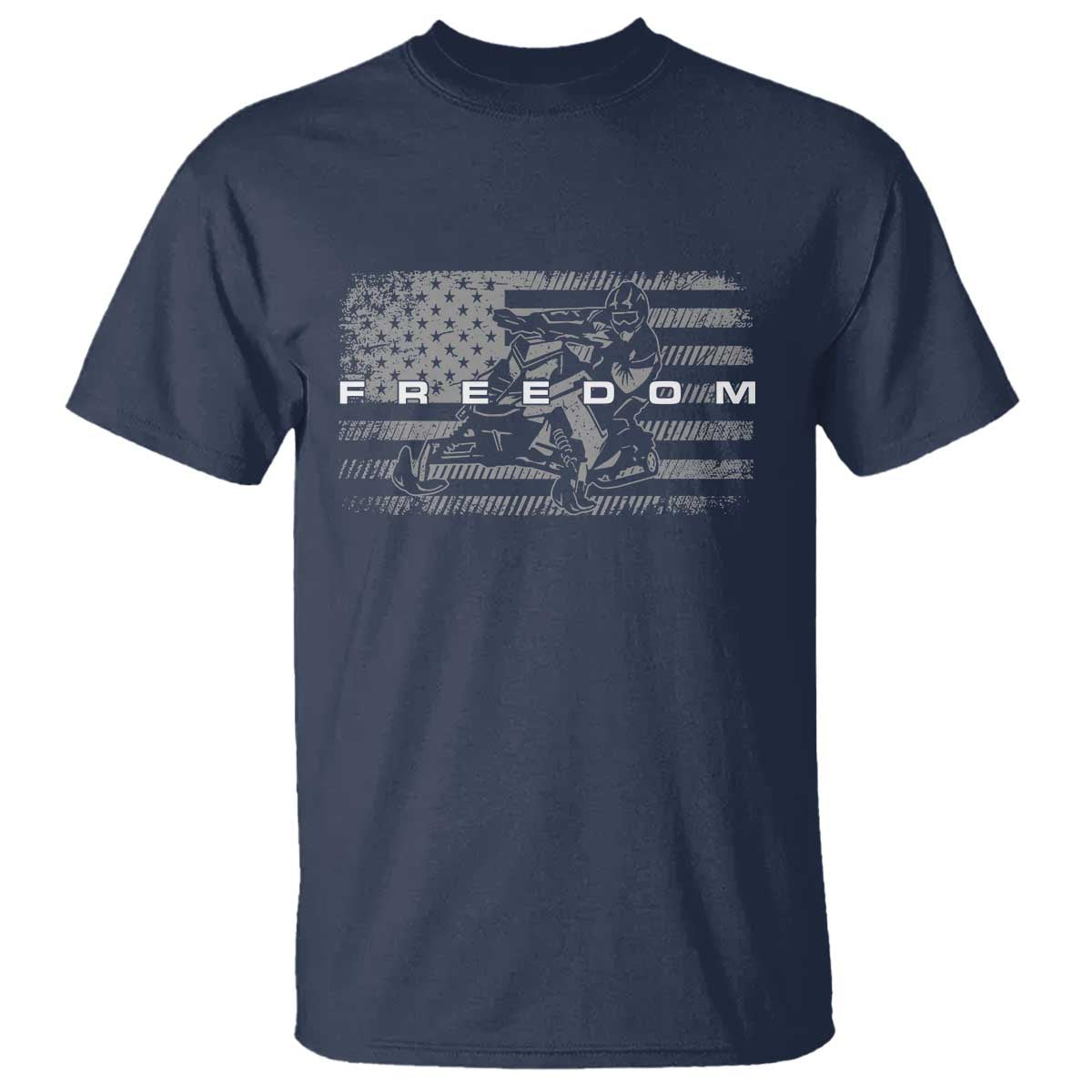 American Flag Snowmobile Freedom Winter Sport T Shirt TS11 Navy Print Your Wear