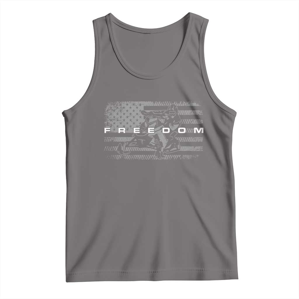 American Flag Snowmobile Freedom Winter Sport Tank Top TS11 Deep Heather Print Your Wear