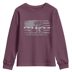 American Flag Snowmobile Freedom Winter Sport Youth Sweatshirt TS11 Maroon Print Your Wear